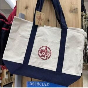 Navy Trader Joe's Canvas Tote Bag new